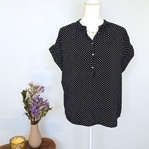JCrew Polkadot Shortsleeves Drapey Top